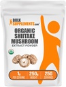 BulkSupplements.comオーガニックシイタケエキスパウダー - 有機シイタケマッシュルームパウダーサプリメント、免疫サポート - ビーガン&グルテンフリー、サービングあたり1g、250g(8.8オンス)(パッケージ1)
