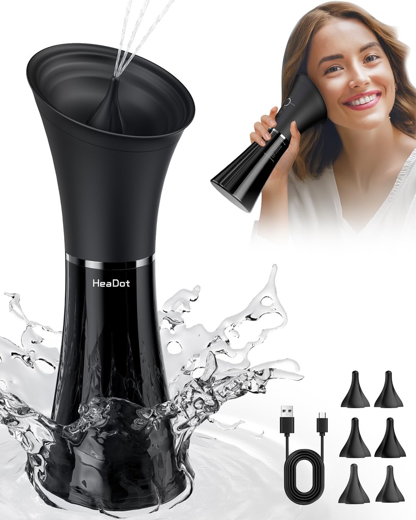 スマートな水温、6つの先端が付いている水力の耳の洗剤が付いているHeaDotの耳のワックスの取り外し、4つの圧力レベルの安全で、有効な耳のワックスの取り外しのキット - IPX7