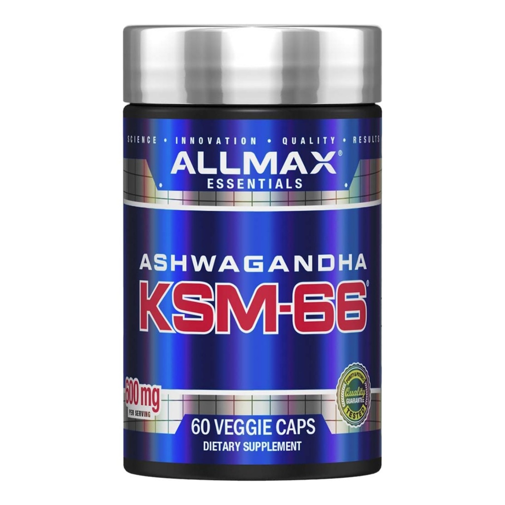 AllMAX エッセンシャル Ashwagandha KSM-66 (60 ベジギーキャップ) - 筋肉の強度と回復を増やす - 非GMO、グルテンフリー - 30 サービング