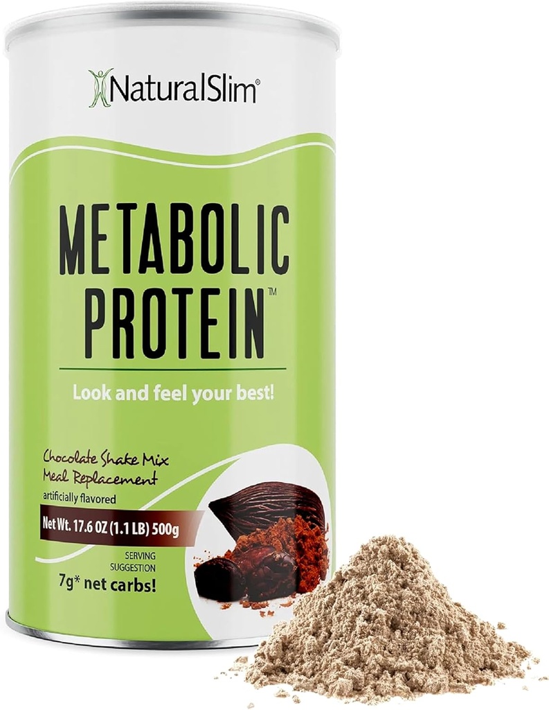 NaturalSlimメタボリックホエイプロテインパウダーチョコレート - 低炭水化物、食事代替シェイクw /ビタミン、ミネラル&アミノ酸Lグルタミン 素晴らしい味と非常に充填タンパク質シェイク、10の味、17.6oz