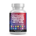 きれいなNutraceuticals Nattokinase 4000のFUのセラプターゼ120000 SPU Lumbrokinaseの酵素はBromelainパパイヤ酵素のルタンのエキスのAmlaのマグネシウムのビタミンB6及びVIT Cのカプセルと補います