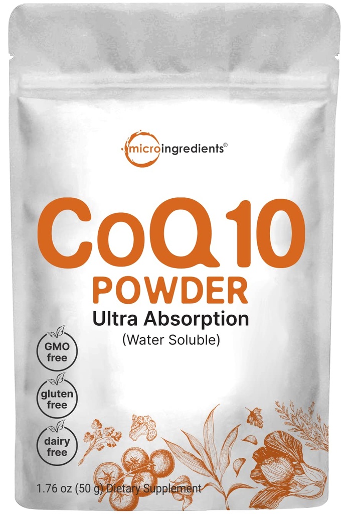 マイクロ成分水溶性のCOQ10の補足(粉の形態のサービングごとのCOQ10 200mg)、50グラム(供給8か月)、余分吸収、サポート中心およびエネルギー健康、友好的なビーガン