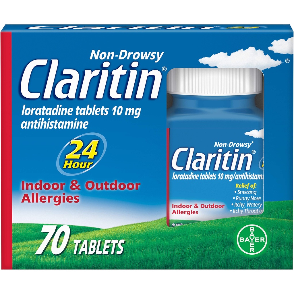 Claritin 24 時間アレルギー薬、非眠性の処方強度アレルギー救済、Loratadine Antihistamine錠、70 カウント