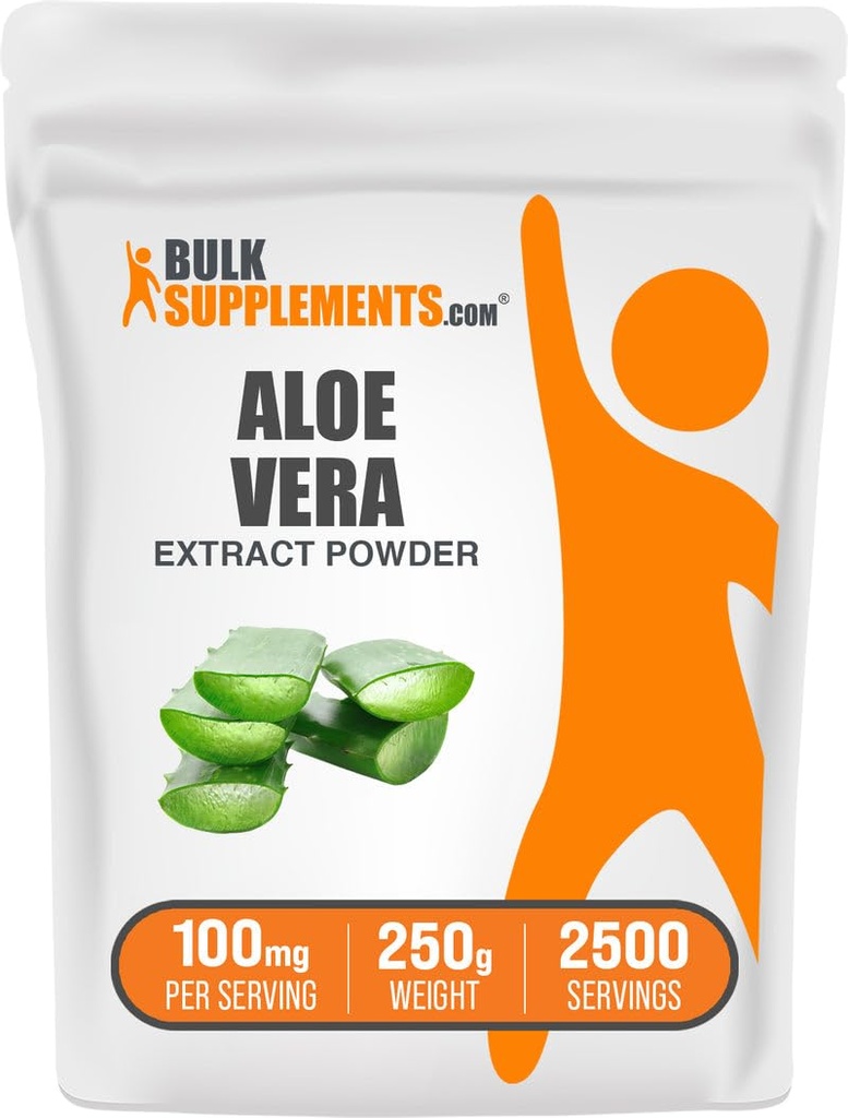 BulkSupplements.comアロエベラエキスパウダー - アロエベラサプリメント、ハーブサプリメント - ビーガン&グルテンフリー、サービングあたり100mg、250g(8.8オンス)(パッケージ1)