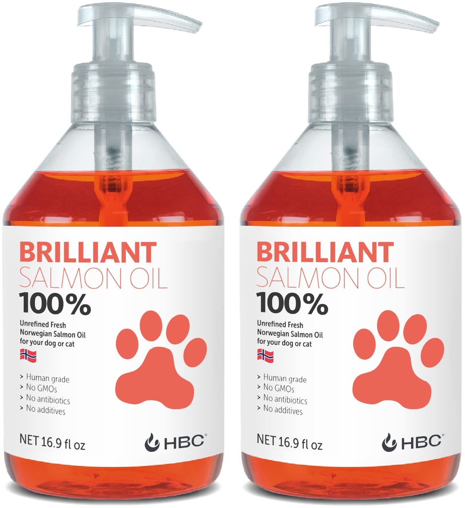 犬のためのサーモンオイル - 健康な皮膚&コート、自然ノルウェーオメガ3魚油フードサプリメント、EPA&DHA脂肪酸、寝具、アレルギー、かゆみ、乾燥肌、関節&骨の健康に最適 - (2 x 16.9oz)