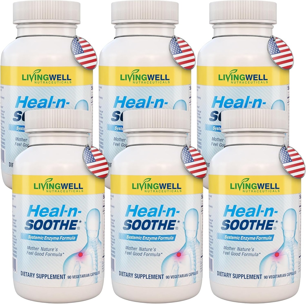 HEAL-N-SOOTHEの共同サポート補足-Bromelain及びパパインのようなProteolytic酵素、ボスウェリア、ターメリック及びジンジャー-蛋白質の消化機能及びボディ防衛健康- 90の計算(6パック)を促進します