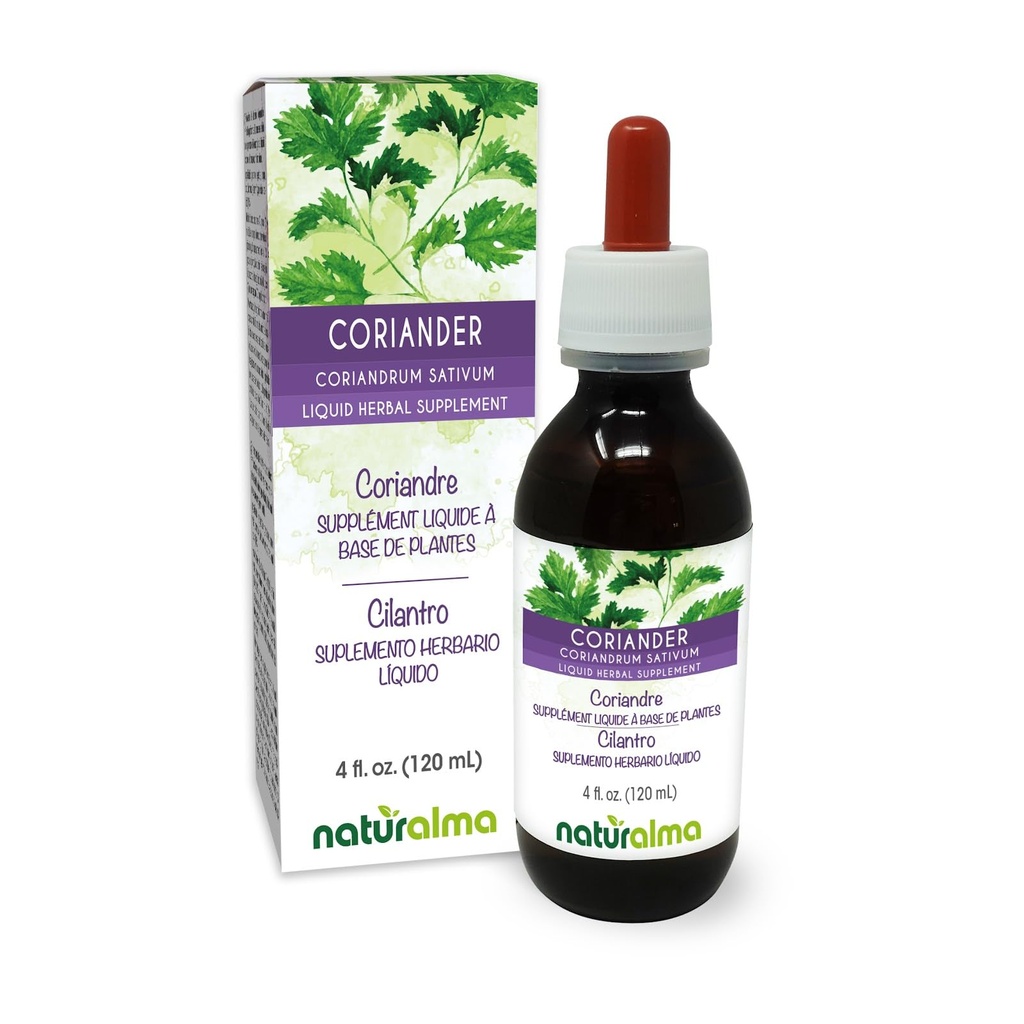 ナチュラルマコリアンダーまたはシラントロ(Coriandrum sativum)フルーツアルコールフリーチンキ - 4 fl oz 液体エキス ドロップ - ハーブサプリメント - ビーガン
