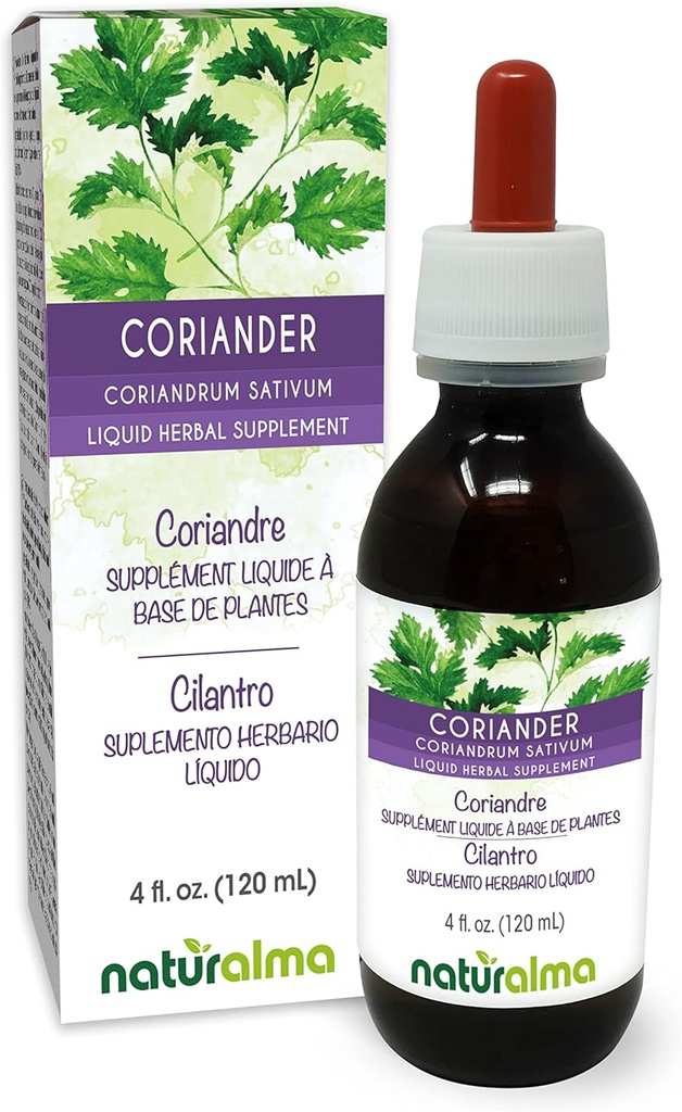 ナチュラルマコリアンダーまたはシラントロ(Coriandrum sativum)フルーツアルコールフリーチンキ - 4 fl oz 液体エキス ドロップ - ハーブサプリメント - ビーガン