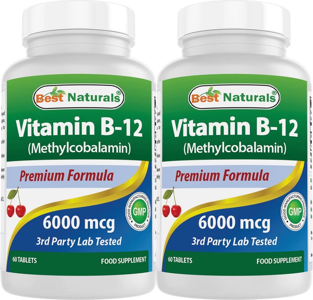 Methylcobalamin (メチルB12)、6000のmcg 60のSublingualのタブレット(60の計算(2)のパック)として最もよいNaturalsのビタミンB-12
