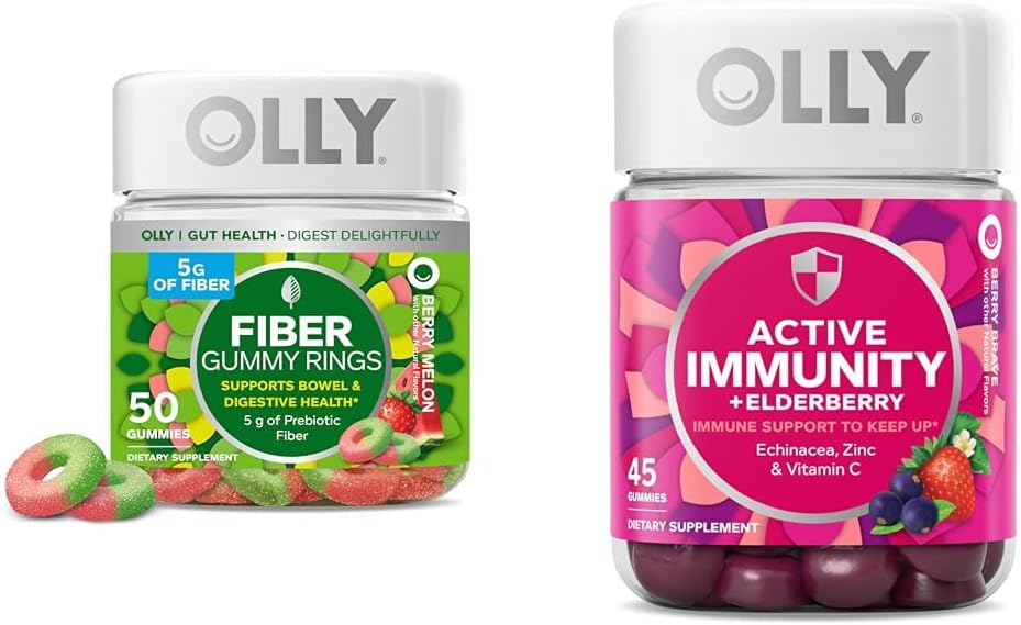 OLLY繊維ガミーリング50ct&アクティブ免疫+エルダーベリーグミー45ctベリーフレーバーダイジェスト&免疫サポート