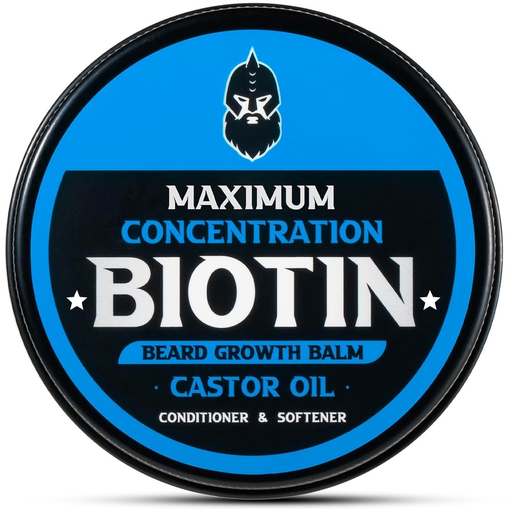 Beard Balm, Maximum Concentration Biotin, with Castor Oil and Argan & Jojoba Oils, Promotes Beard Growth, Styles, Strengthens & Softens Beards & Mustaches, 2 Ounce，Cedar