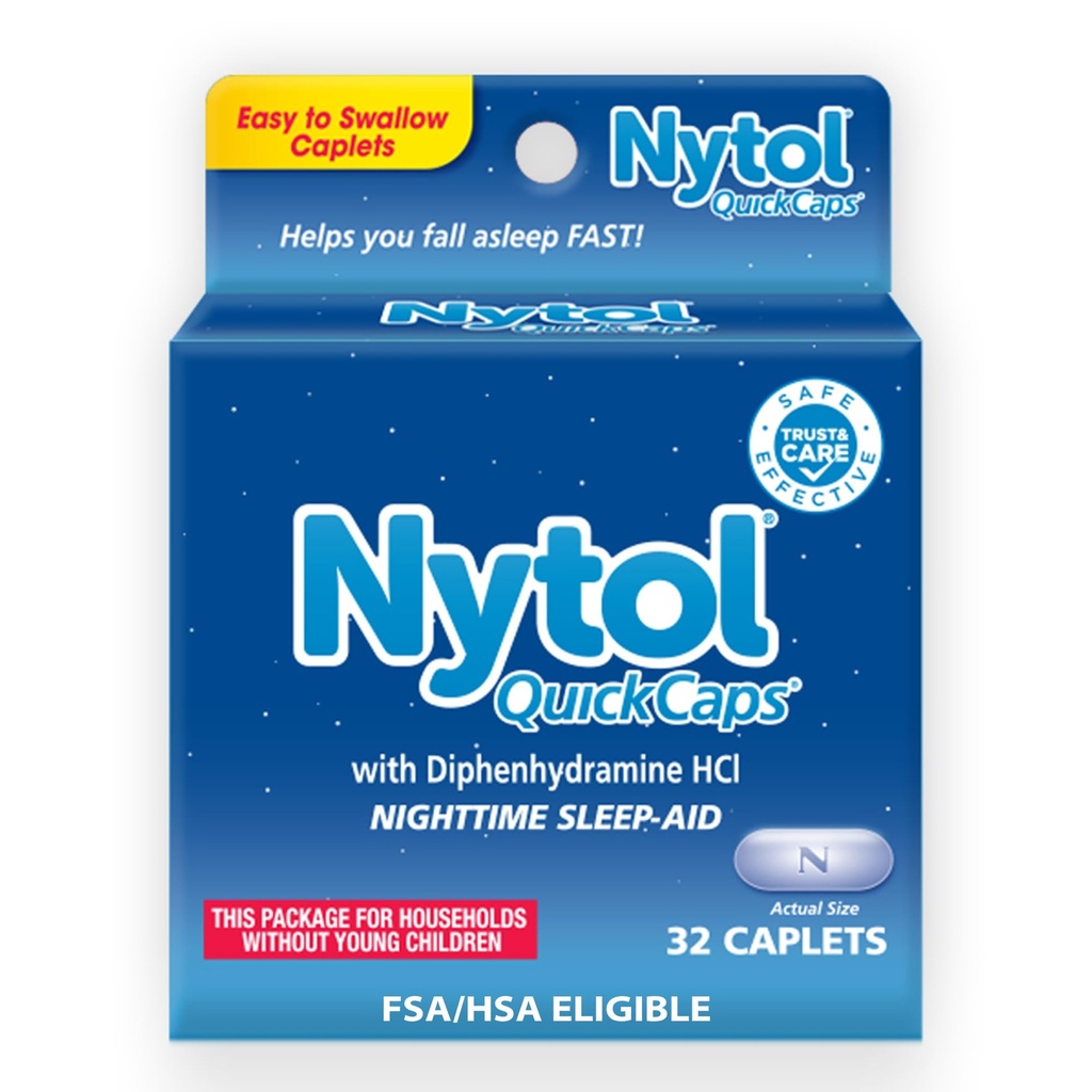 Nytol の速い帽子は Diphenhydramine HCI、眠る速い、32 の計算に落ちるに Caplets を眠る Diphenhydramine