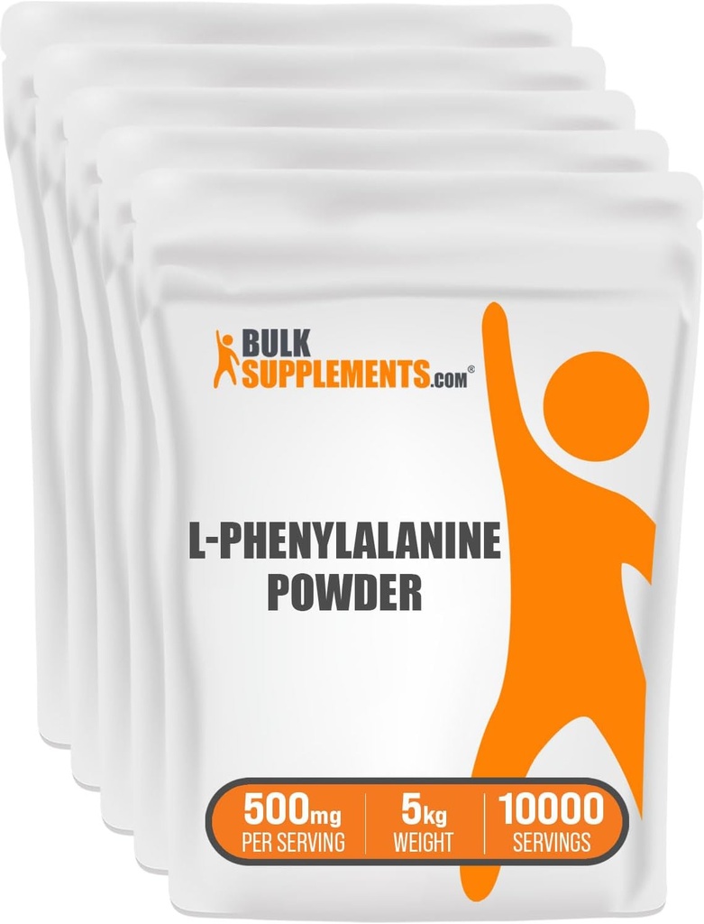 BulkSupplements.com L-Phenylalanineパウダー - Phenylalanineサプリメント、L-Phenylalanine 500mg - アミノ酸サプリメント、グルテンフリーグルテン、給餌あたり500mg、5kg(11ポンド)(5パック)