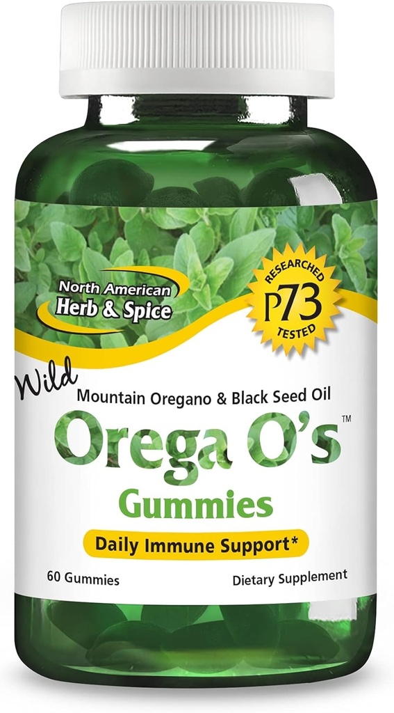 NORTH AMERICAN HERB & SPICE Orega O's - 60 Gmmies with Wild Mountain Oregano & Black Seed Oil - Non-GMO - 30サービング