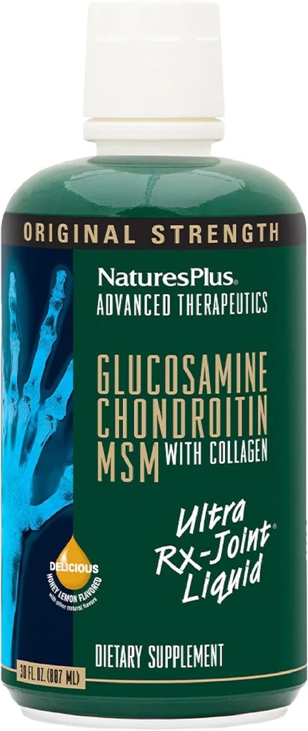 Natures Plus Ultra Rx-Joint Liquid、ハニーレモン - 30 fl oz - ヘルシージョイント機能をサポート - Glucosamine、Chondroitin、MSM - グルテンフリー - 30 サービング