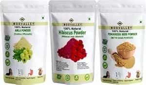 コンボ有機乾燥アンマラ、ハイビスカスとメティ(フェヌグリーク)パウダー(Each 100 Gram/3.5 Ounce)Hyllanthus Emblica Hibiscus Rosa-Sinensis Trigonella Foenum-Graecum