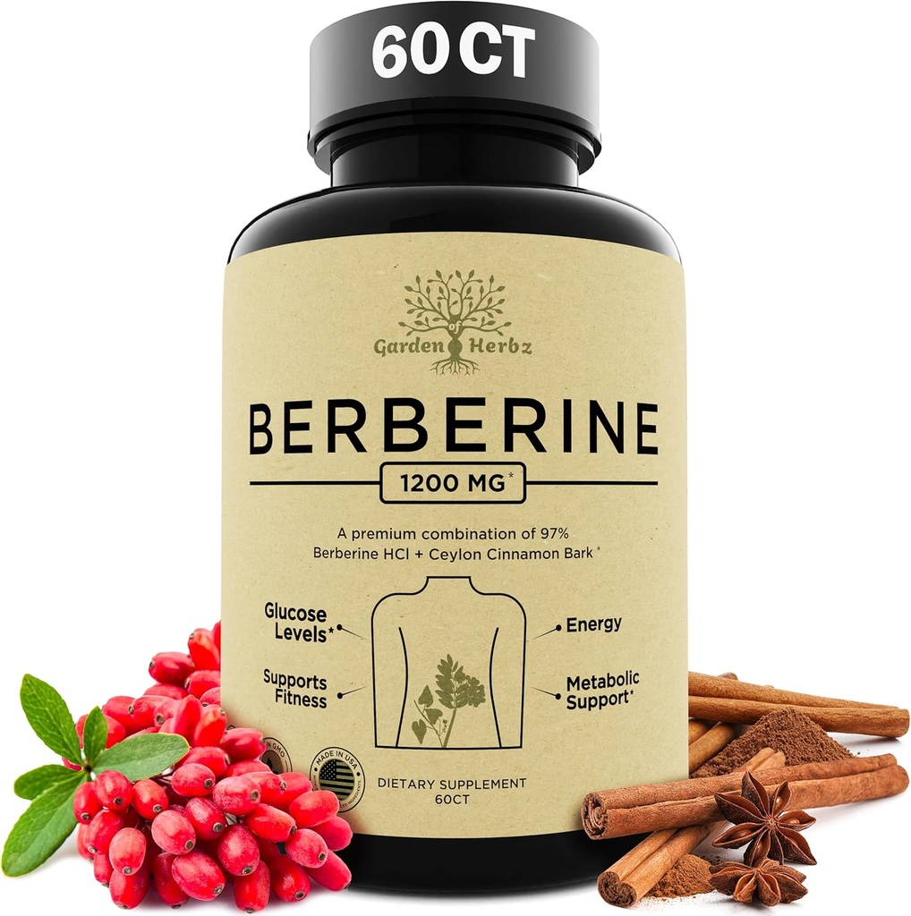 Berberineの補足、Berberine 1200 Mg - 女性の男性のためのBerberine HCL及びCeylonのシナモン - Berberineのカプセルは健康な免疫システム及び重量管理を支えます