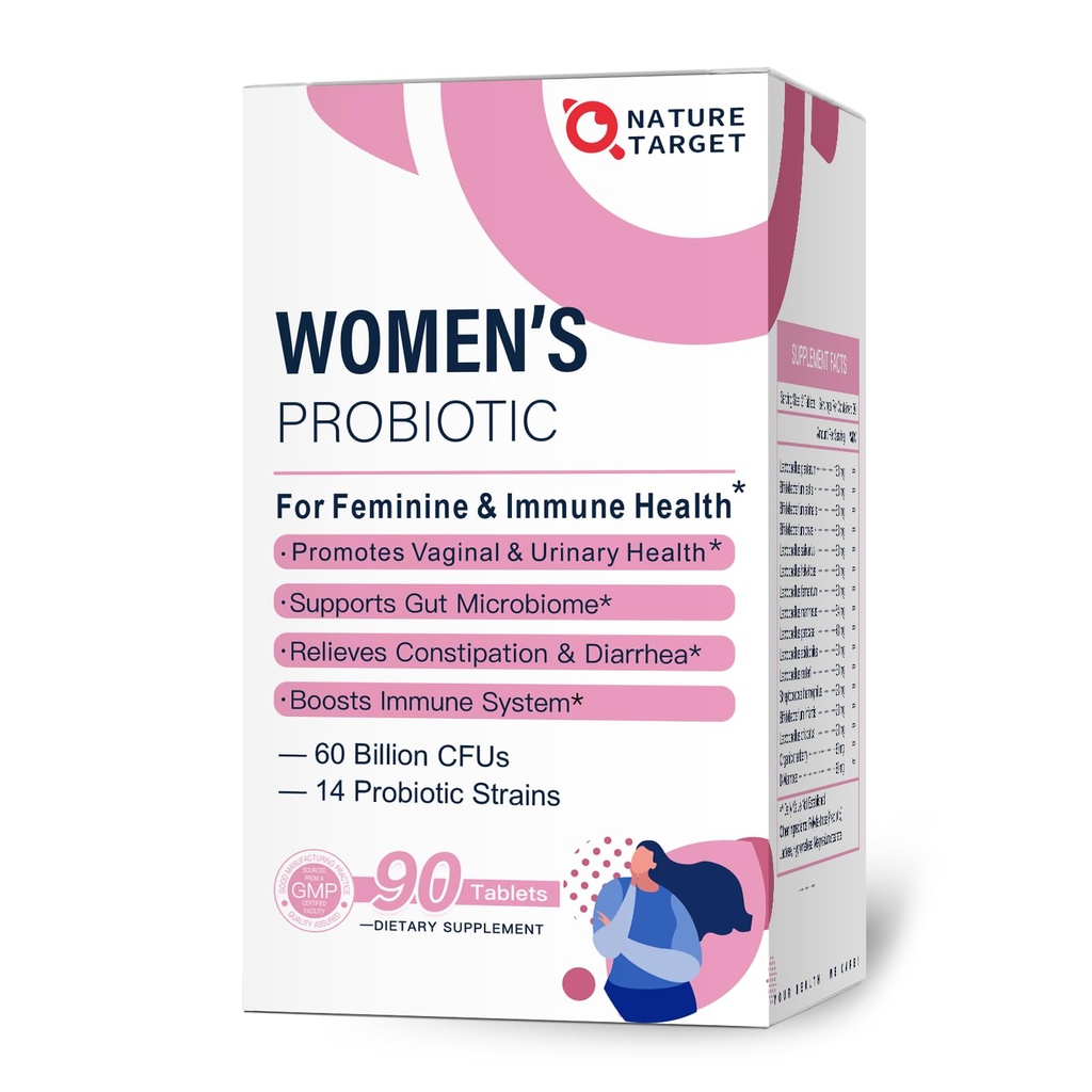 NATURE TARGET Probiotics-for-Women with Prebiotics、Cranberry、D-Mannose、60-Billion-CFU、Digestive Health/Gut Health/Immune Boosterのための女性のプロバイオティクス