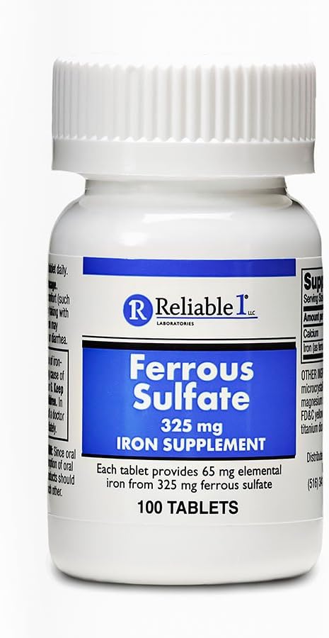 信頼できる1による鉄の補足の鉄硫酸塩325mg | 女性のための鉄の丸薬 | 貧血および鉄の欠乏のための鉄の補足 | びんごとの100本の鉄のタブレット