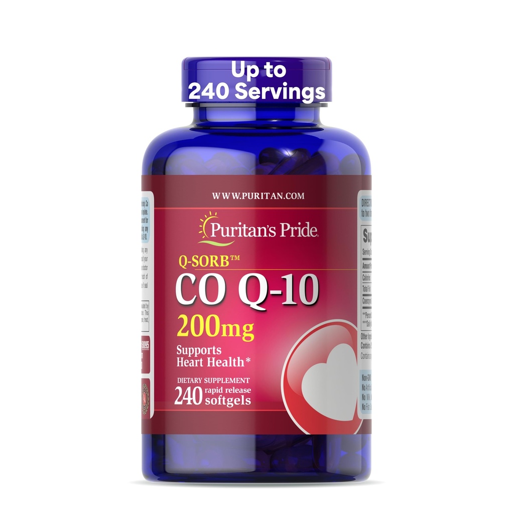 Puritan's Pride Coenzyme CoQ10 200mg, 心臓の健康のための栄養補助食品, 血圧, 経口ガム健康, 健康な老化サポート, 240 サービング, 迅速なリリースSoftgels