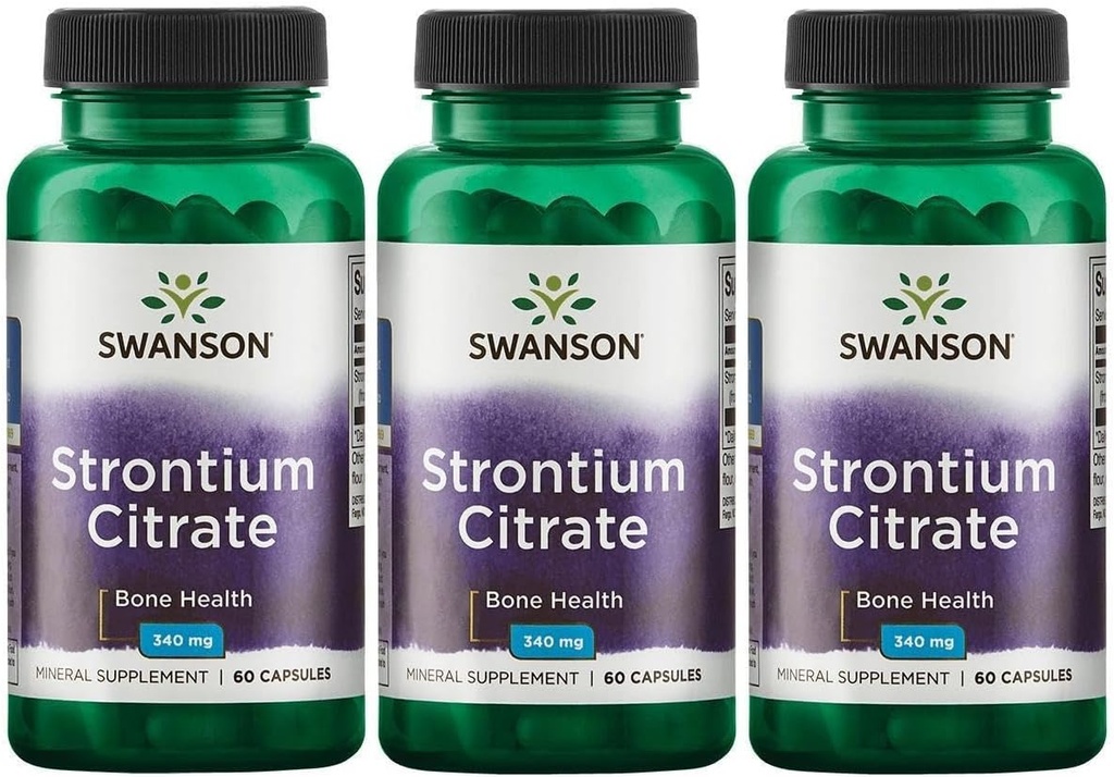 Swanson Strontium Citrate 340 mg 60 Caps (3 Pack)