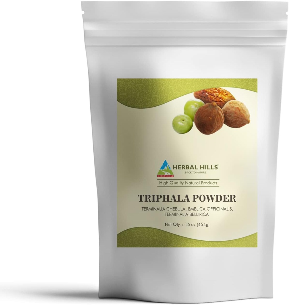 HERBAL HILLS Triphalaパウダー | 16 Oz (454 GMS) | アムラハリータキ&ビヒタキのフォーミュラ(1ポンド)