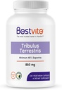 BESTVITE Tribulus Terrestris 850mg/カプセル(240 ベジタリアンカプセル) - 標準化エキス - 最小 45% サポニン - ない シリコン二酸化物 - 充填剤なし - ビーガン - 非GMO -グルテンフリー