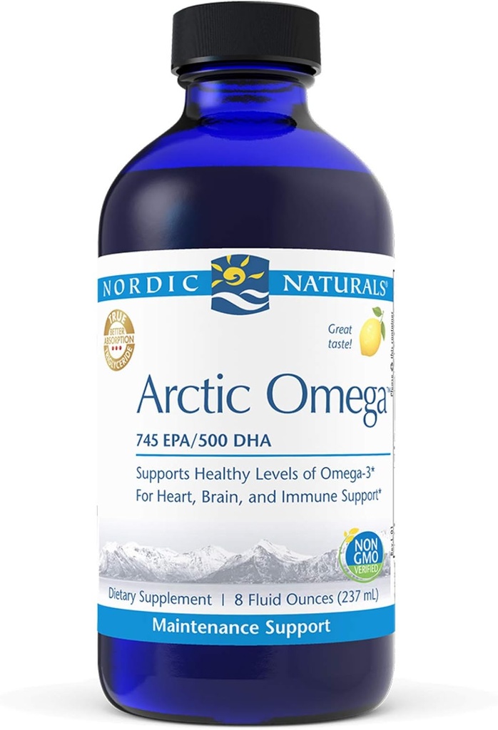 ノルディックナチュラルズプロアークティックオメガ液 - フィッシュオイル、745 mg EPA、500 mg DHA、ヘルプは、心臓、脳、免疫サポート、レモン風味、8オンスのための健康的なオメガ-3レベルを維持
