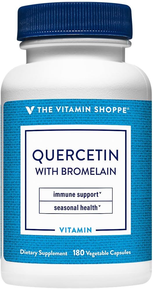 ビタミンBromelain、すべての季節(180カプセル)のための健康な免疫を支える酸化防止のビタミンのshoppe Quercetin