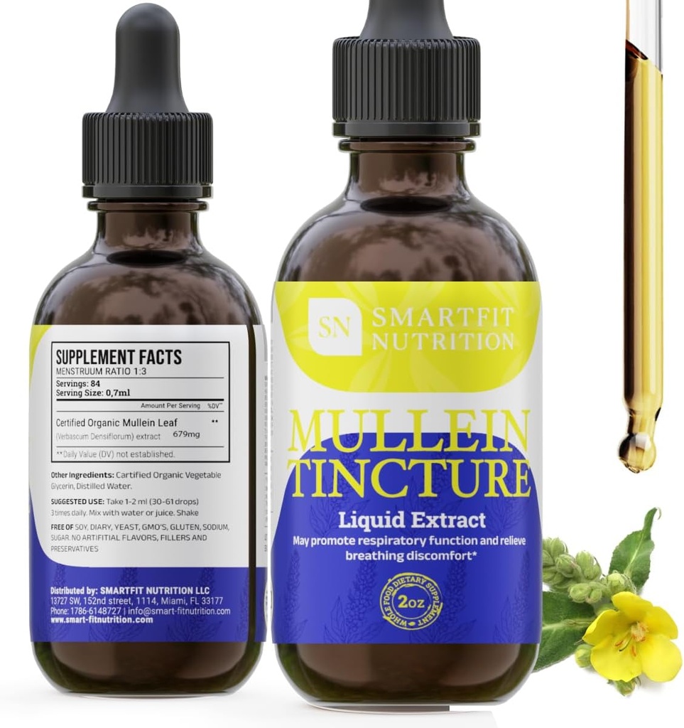 Mulleinの葉のエキス- Mulleinの低下-肺のクレンジング-呼吸器系サポート及び健康な粘膜のための補足-Verbascum Densiflorum - 2つのoz