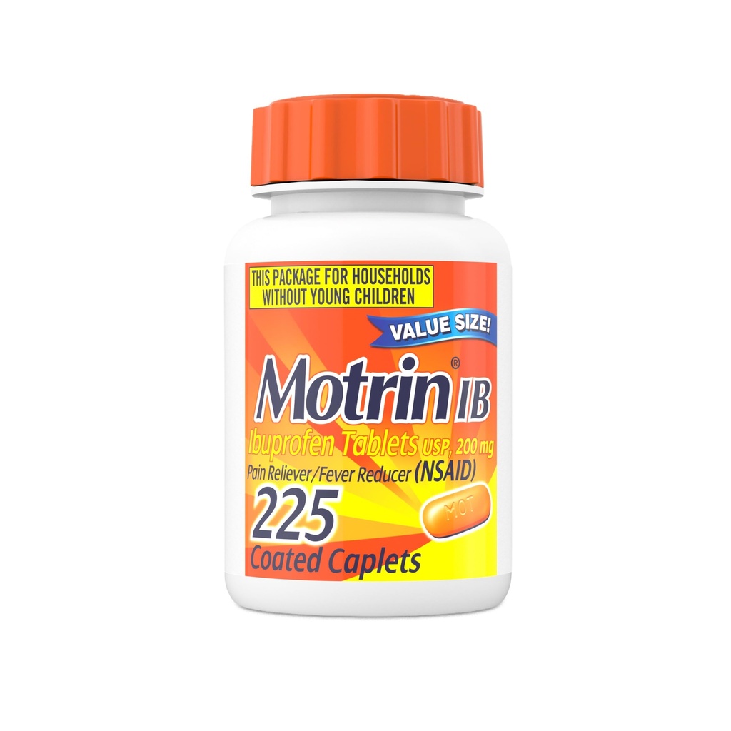 Motrin IB Ibuprofen 200mgのタブレット、速い行為の痛みのReliever及びファーバーの減力剤、頭痛、歯痛、月経のけいれんおよびマイナーの関節炎の苦痛のための店頭の風邪の薬、225の計算