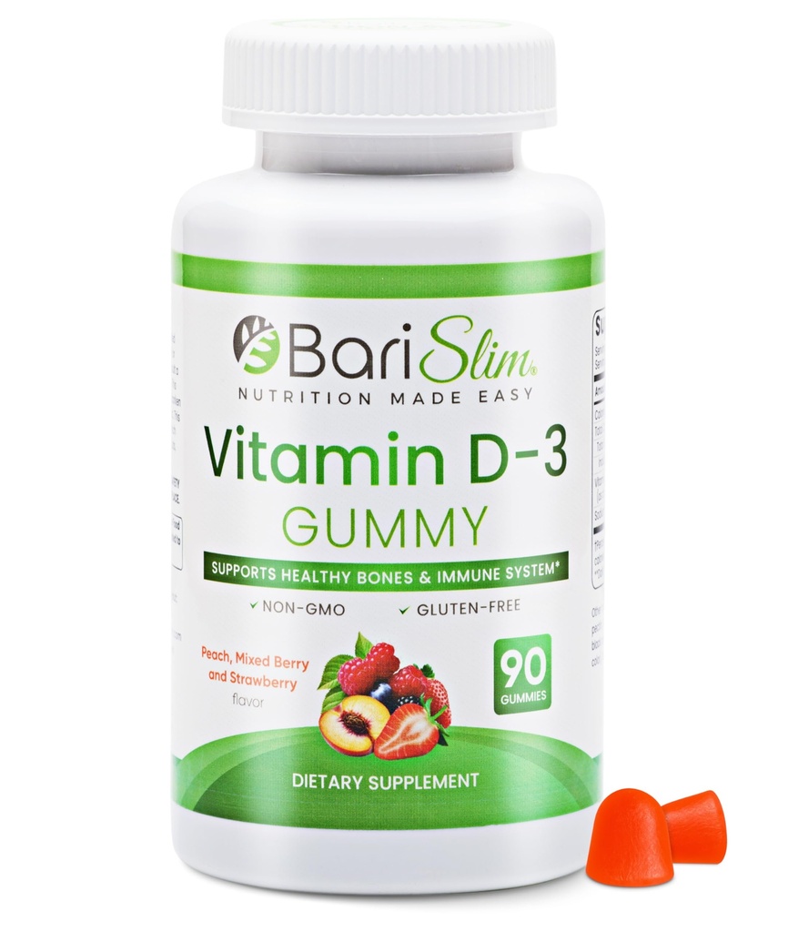 BariSlim BariatricビタミンD-3ガミー - 減量手術後に患者のための特別に処方されたガミービタミン - 消化しやすく、素晴らしい味の果実味 | 90フルーツ咀嚼