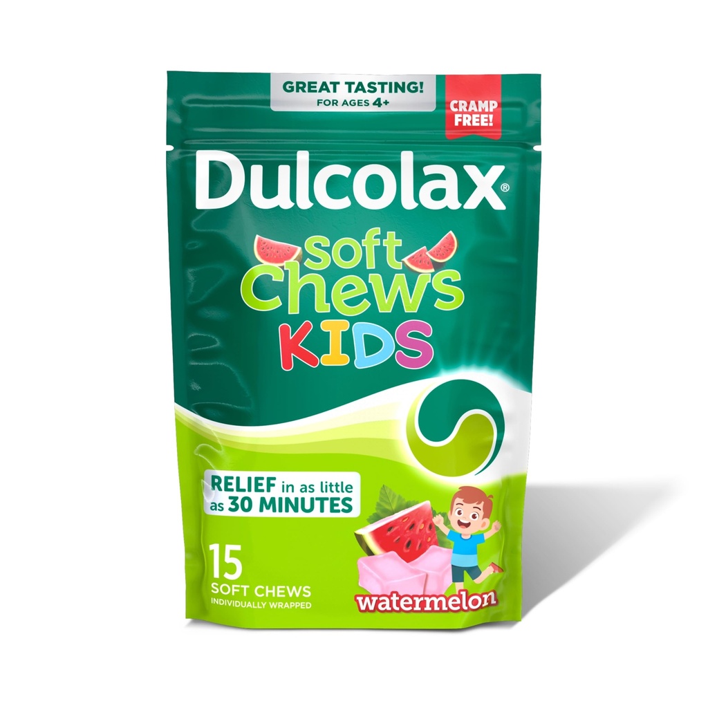 Dulcolax の子供のサリンの Laxative の柔らかい咀嚼、興奮剤なしの Laxatives、子供のための穏やかな便秘の救助、Softens の腰掛け、watermelon 味、酸化マグネシウム 1200 の mg、15 の計算