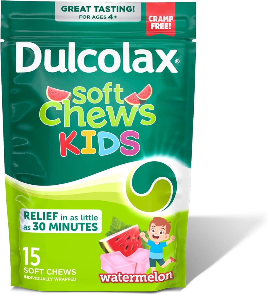 Dulcolax の子供のサリンの Laxative の柔らかい咀嚼、興奮剤なしの Laxatives、子供のための穏やかな便秘の救助、Softens の腰掛け、watermelon 味、酸化マグネシウム 1200 の mg、15 の計算
