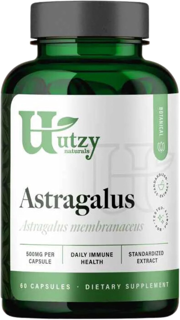 Utzy Naturals Astragalus | Daily Immune Health | 500 mg per Capsule | 60 Capsules