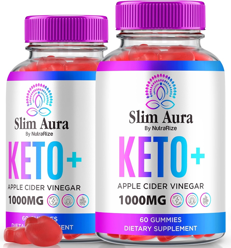 (2 パック) スリム Aura Keto ACV グミー, 減量のための公式スリム Aura Keto グミー, ナチュラル Keto Plus Apple Cider Vinegar Gummy, プレミアム Keto+ACV フォーミュラ, スリムAura ACV Keto ゴミタス (120 ガミー)