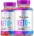 (2 パック) スリム Aura Keto ACV グミー, 減量のための公式スリム Aura Keto グミー, ナチュラル Keto Plus Apple Cider Vinegar Gummy, プレミアム Keto+ACV フォーミュラ, スリムAura ACV Keto ゴミタス (120 ガミー)