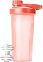 プロテインミックス、28 oz、ツイストキャップとワイヤー ウィスク ボール、シェイクスのためのミキサーのコップが付いているコーラル ピンクのための氏ペンのシェーカーのびん