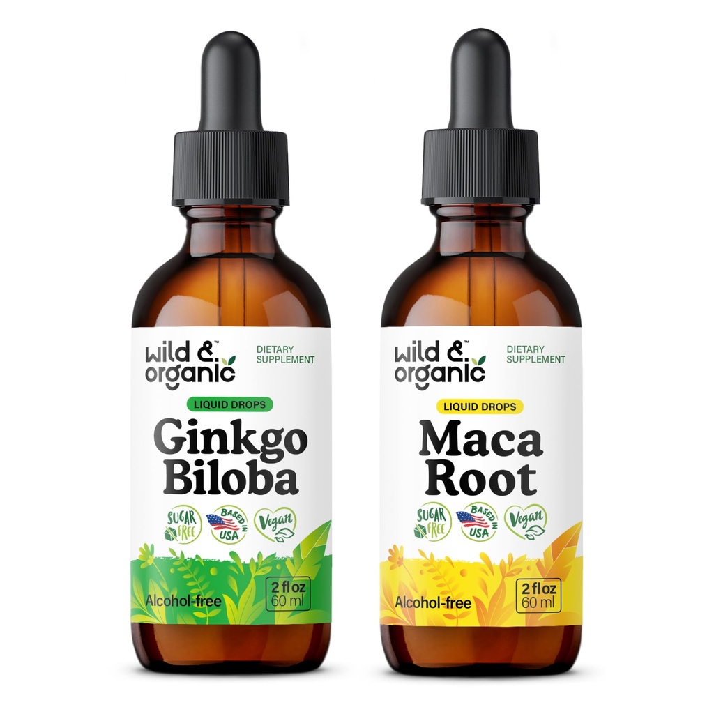 ワイルド&オーガニック ジンクゴ ビルバティック 2 fl oz & マカ ルート チンキ 2 fl oz