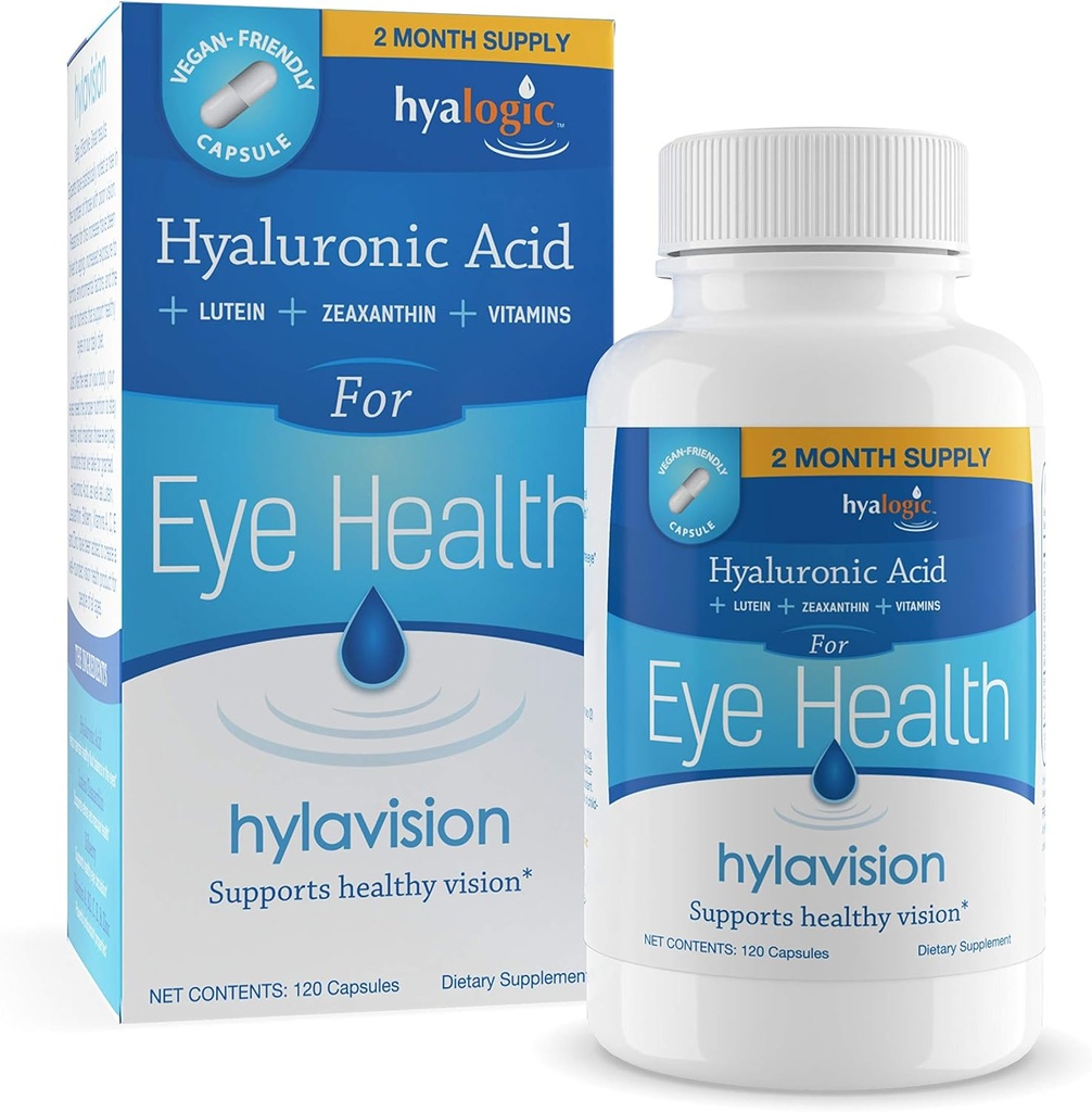 HylaVisionの目の健康の補足:Hyaluronicの酸、LuteinおよびZeaxanthinの視野サポート(120のカプセル)のためのサプリメント–Hyalogicによるビーガンの方式
