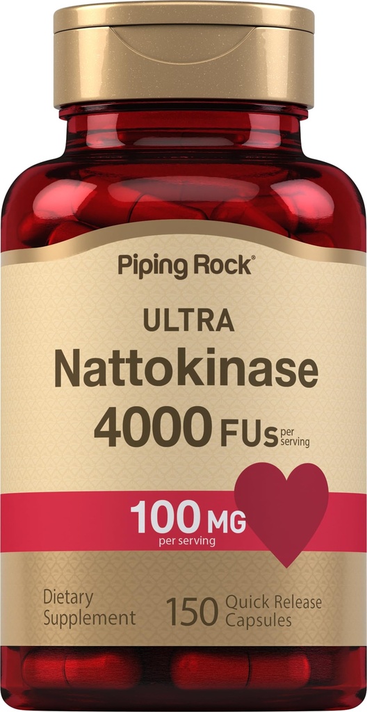 ピッピングロック ナトキナーゼ サプリメント 4000 FU | 100mg | 150 カプセル | 非GMO、グルテンフリー