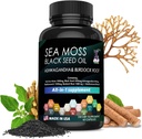 60 Seaweed Capsules Supplement, Organic Seaweed, Seaweed Capsules, Enriched with Minerals and Burdock Root, Pure Natural Seaweed, Boosts Immune System, Gut, and Energy