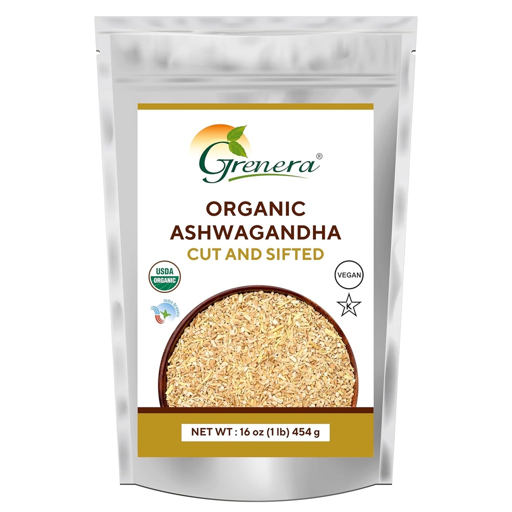 Greneraの有機性Ashwagandhaの根の切口は1のlb、withania Somnifera USDAによって証明される3から5のmmのサイズ、草の茶を作るために最もよい