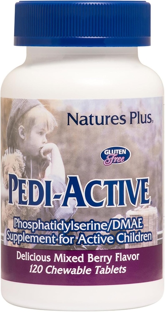NaturesPlus Pedi-Active LECI-PS、DMAEコンプレックス - 120 Chewable錠 - 混合ベリーフレーバー - 子供Chewableサプリメント、脳の健康、フォーカスを促進 - ベジタリアン、グルテンフリー - 60のサービング