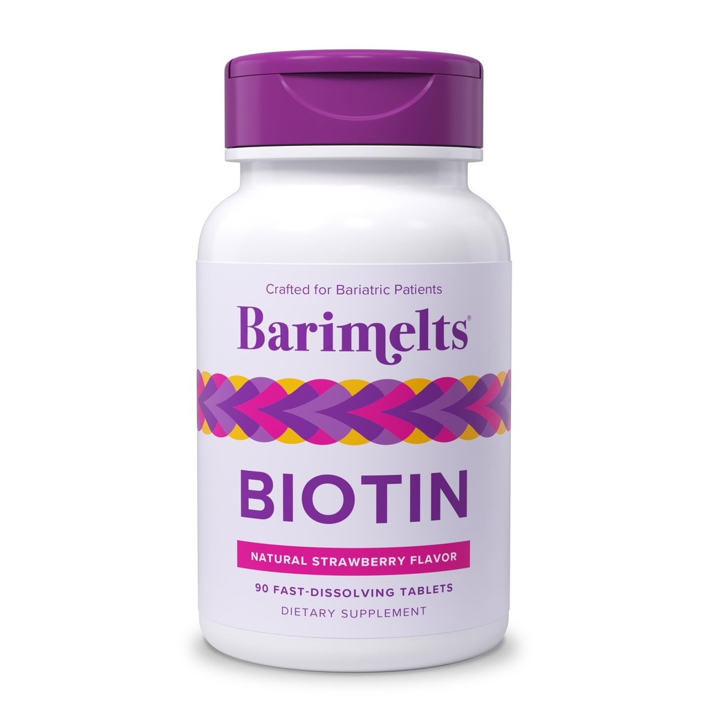 BariMelts Biotin 5000mcg、90の速い分解のタブレット(3か月の供給)、女性のための砂糖なしのBariatricのビタミン、自然ないちごの味