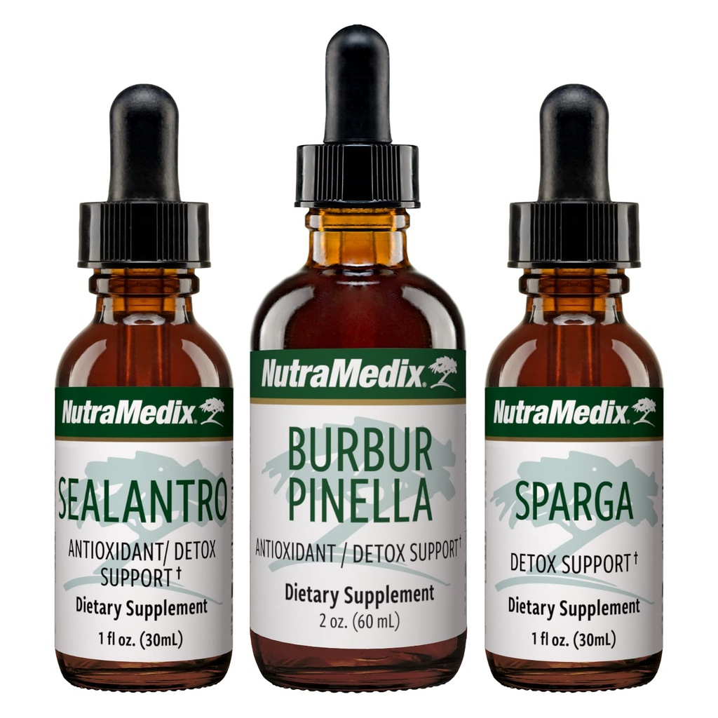 NutraMedix Detoxサポートバンドル - シーラントロ(クロレラ、シラントロリーフ&パシフィックコールドウォーターレッドシーイード)、スパーガ(アストラガルス)&バーバーバーピネラエキス(クレンジング&デトックスサポート) - 3-ピースセット