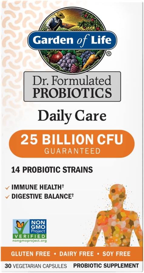 生命の庭 Dr. フォーミュラされたプロバイオティクスの毎日の心配 30 のカプセル 25 の鋼片 CFU 14 の緊張 免疫の健康の消化器のバランス、グルテンフリー、大豆は放します