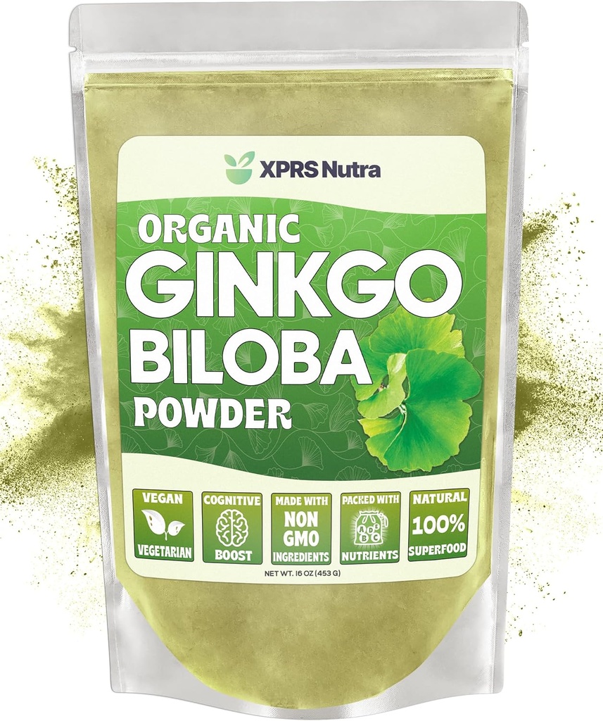 XPRS Nutraの有機性イチョウのBilobaの粉- コグニションのためのGingkoのBilobaの補足-ビーガン友好的なイチョウのBilobaの有機性-イニティBoosting GinkgoのBilobaの粉(16のoz)