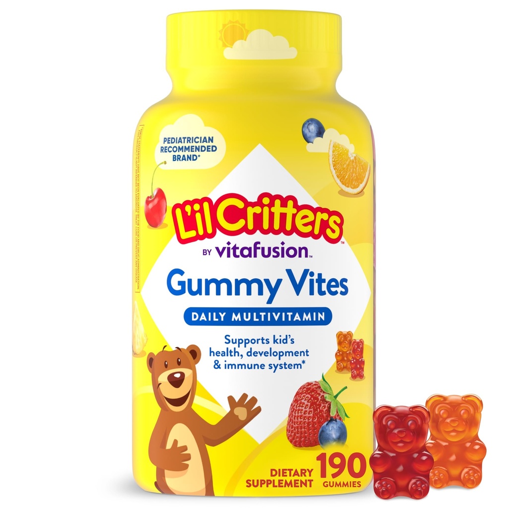 L'il Critters Gummy Vites デイリーキッズマルチビタミン 年齢2+トドル&キッズ、ビタミンCとD、95-190デイサプライ、190グミービタミンのためのフルーツ風味を盛り込んだ