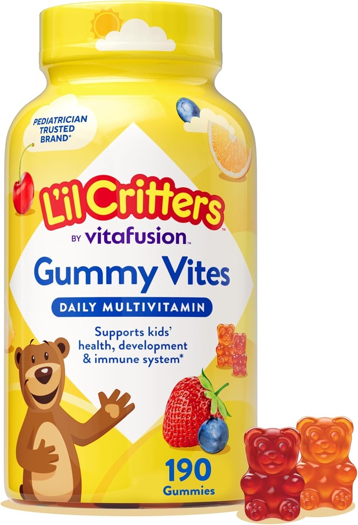 L'il Critters Gummy Vites デイリーキッズマルチビタミン 年齢2+トドル&キッズ、ビタミンCとD、95-190デイサプライ、190グミービタミンのためのフルーツ風味を盛り込んだ